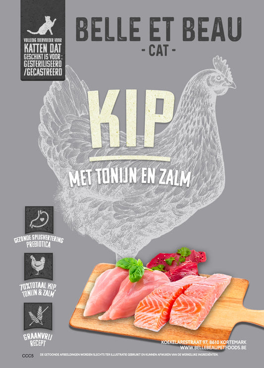 KIP MET TONIJN EN ZALM - volwassen kat
