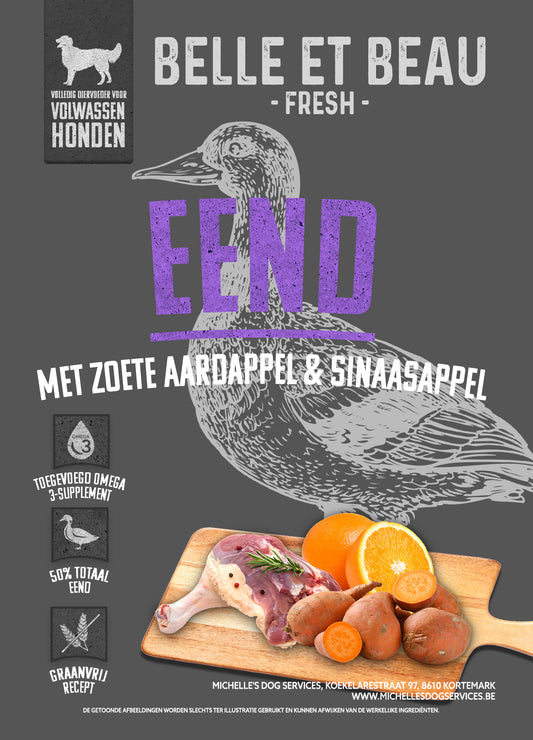 EEND MET ZOETE AARDAPPEL EN SINAASAPPEL