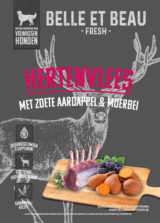 HERT MET ZOETE AARDAPPEL EN MOERBEI GRAANVRIJ