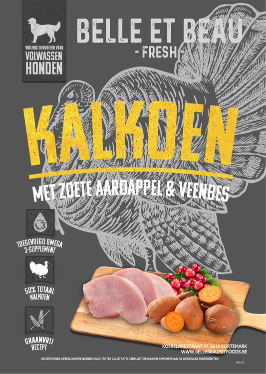 KALKOEN MET ZOETE AARDAPPEL EN VEENBES