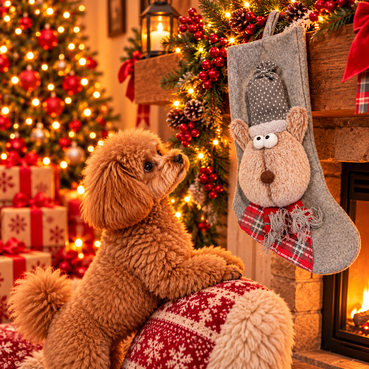 Kerstsok Renda Rendier Grijs – Vulbare Kerstsok voor Honden 🎁