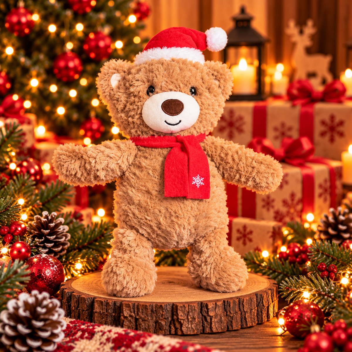 🎄 Kerstbeer Winy – Knuffelzacht Hondenspeelgoed met Pieper