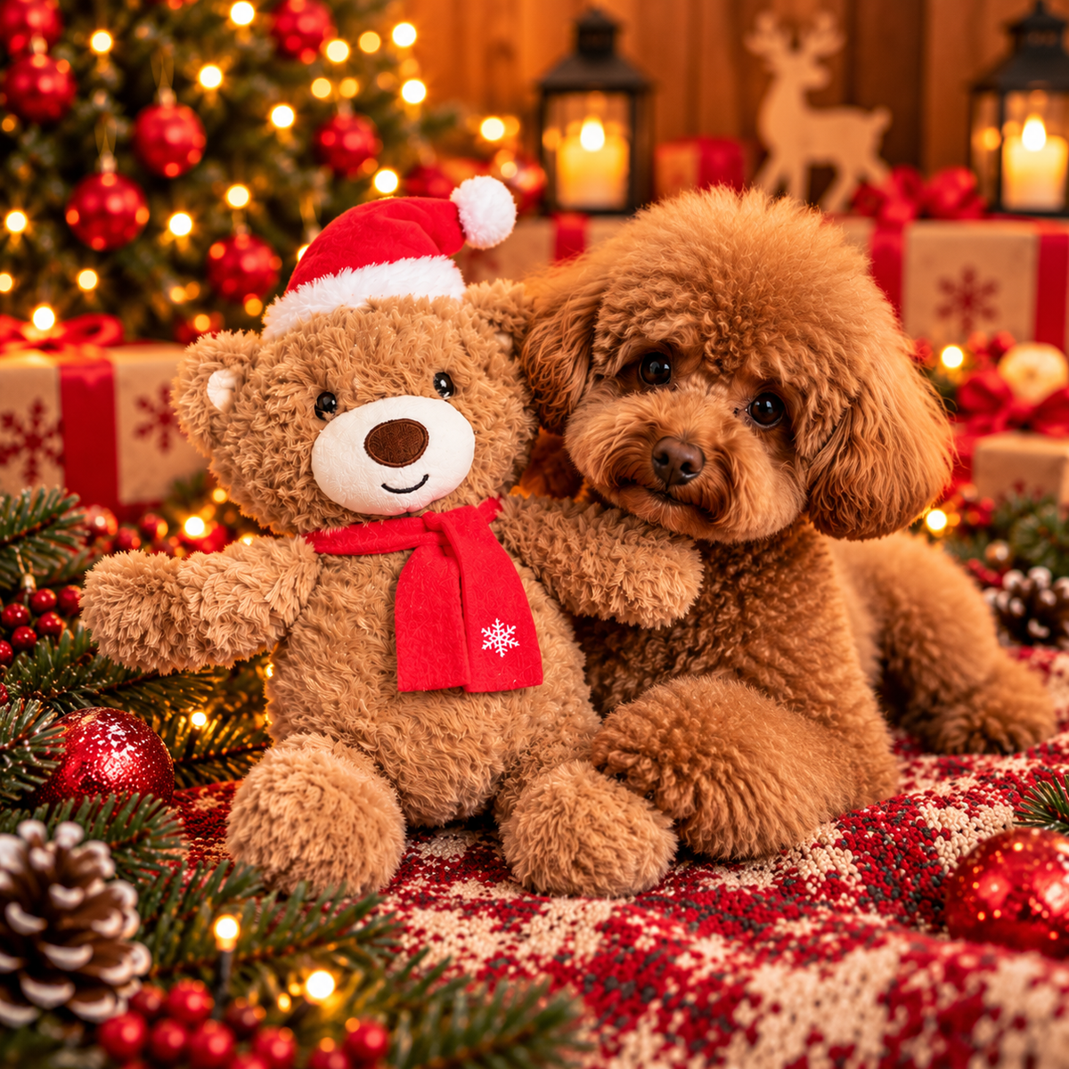 🎄 Kerstbeer Winy – Knuffelzacht Hondenspeelgoed met Pieper